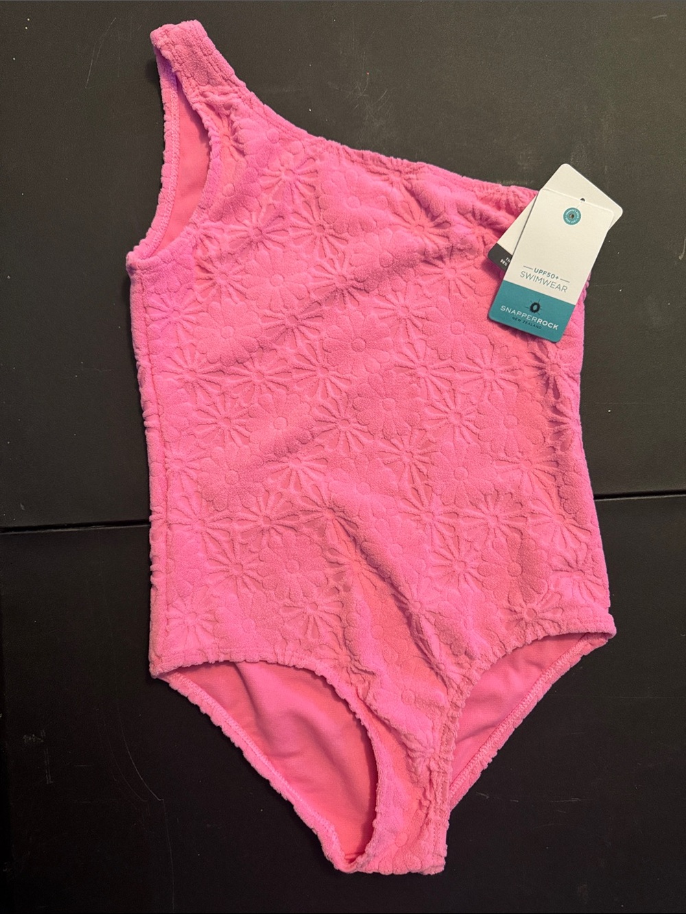 Snapper Rock Pink One-Shoulder Kids Swim Suit